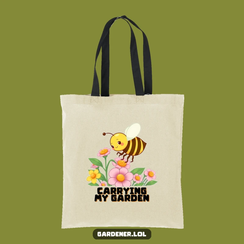 Funny Bee Gardener Tote Bag: Energetic Pollination Carryall