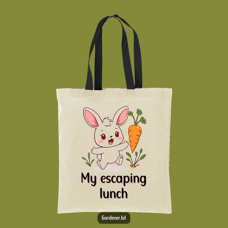 Funny Bunny Gardener Tote: Carrot Escape Surprise - Cute and Humorous Carry-all