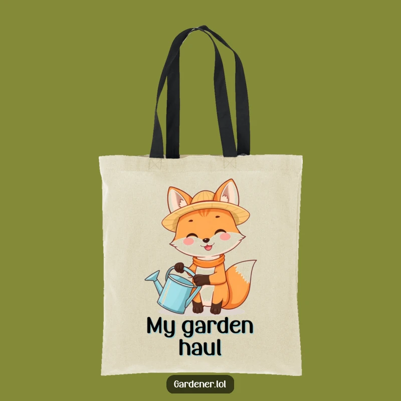 Funny Fox Gardener Tote Bag, Eco-Friendly Garden Accessory