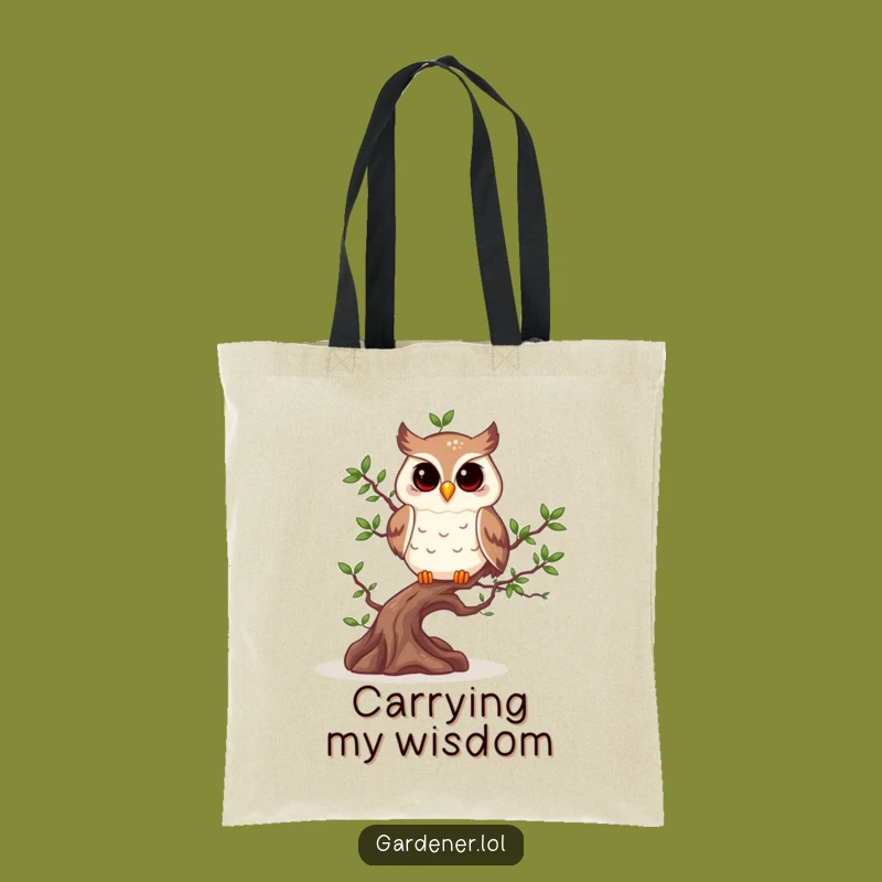Funny Owl Bonsai Tote Bag, Eco-Friendly Zen Gardener Accessory