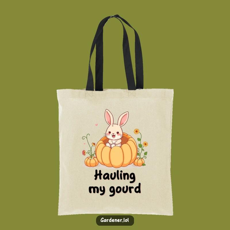 Funny Rabbit Gardener Tote Bag: Playful Bunny Hops Into Pumpkin, A Chic Funny Gift!