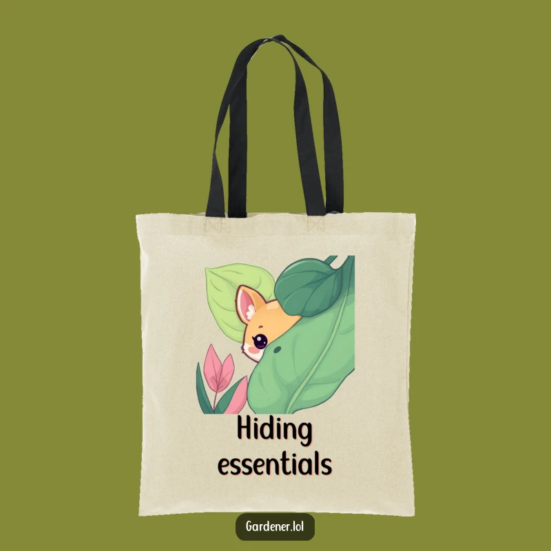 Funny Tote Bag: Animal Leaf Hideaway, Playful Cute Gag Gift for Shoppers