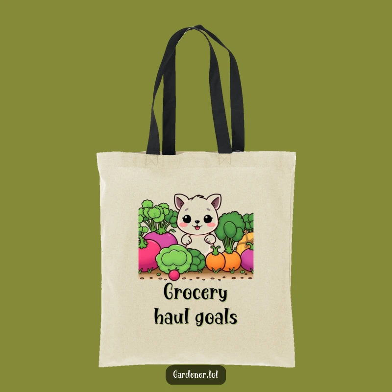 Funny Tote Bag - Happy Animal Gardener, Ideal Funny Gift for Veggie Lovers