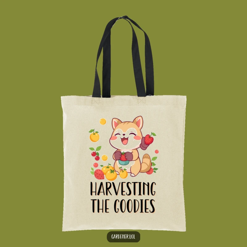 Funny Joyful Animal Catching Fruit Tote Bag, Stylish Harvest Accessory