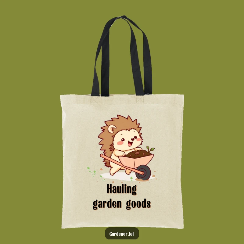 Funny Chubby Hedgehog Wheelbarrow Tote Bag - Stylish & Hilarious Garden Accessory
