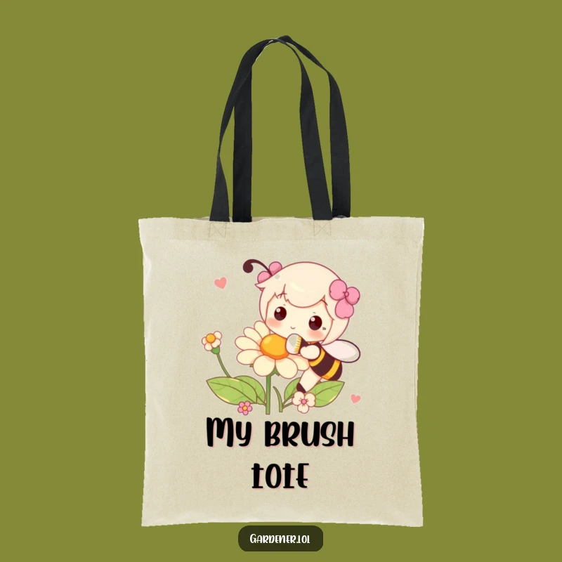 Funny Floral Tote Bag: Playful Pollinator Character, Eco-Friendly Funny Gift