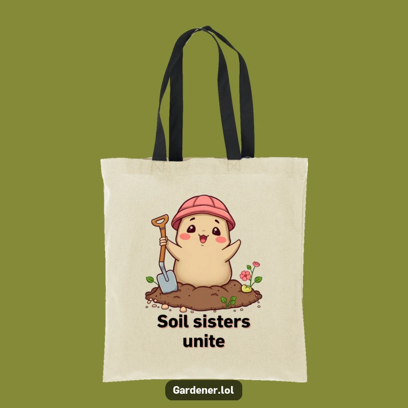 Funny Kawaii Mole Gardener Tote Bag, Delighted Soil Hauler, Eco-Friendly Gift